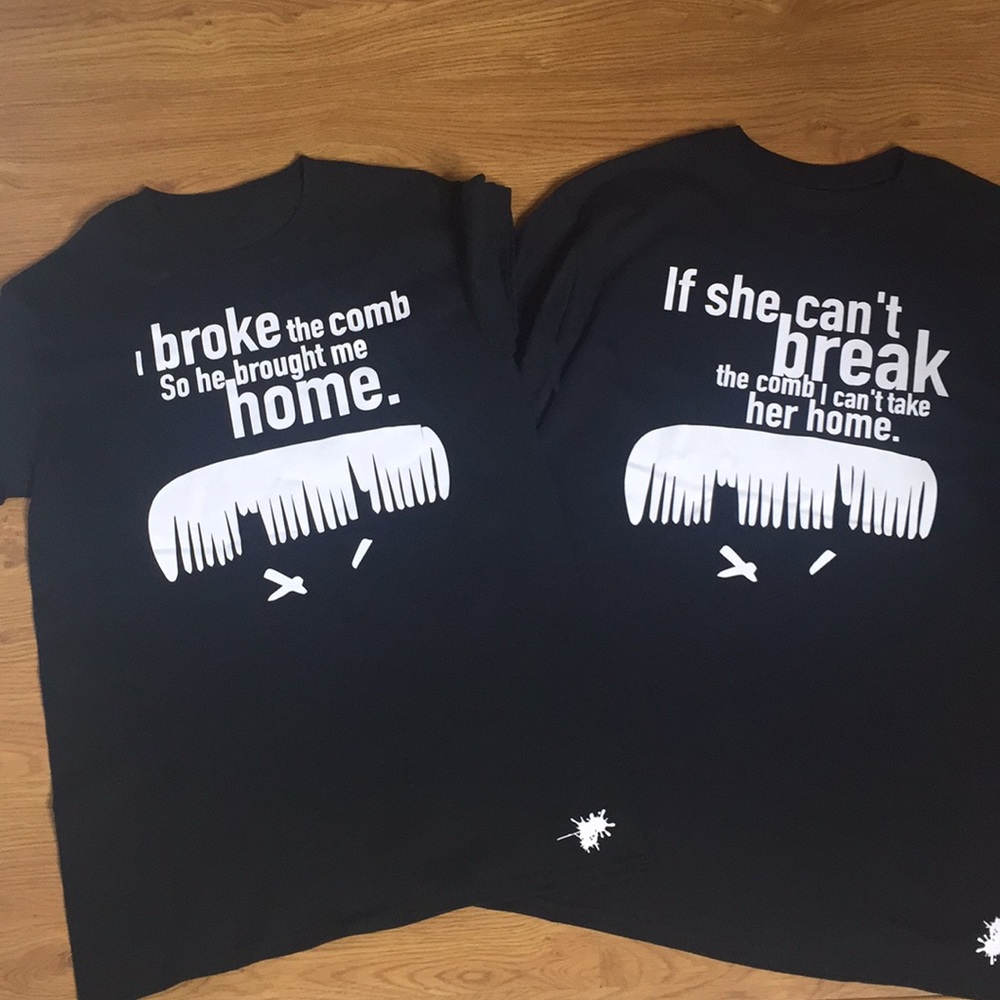 Couples Custom Tee Shirt Black and White